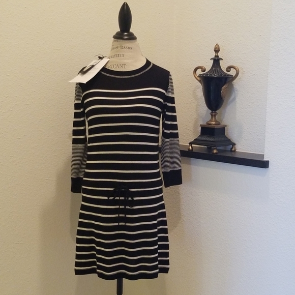 NWT Rachel Zoe "Tommy" Sweater Dress BLK WHT SML - Picture 2 of 8